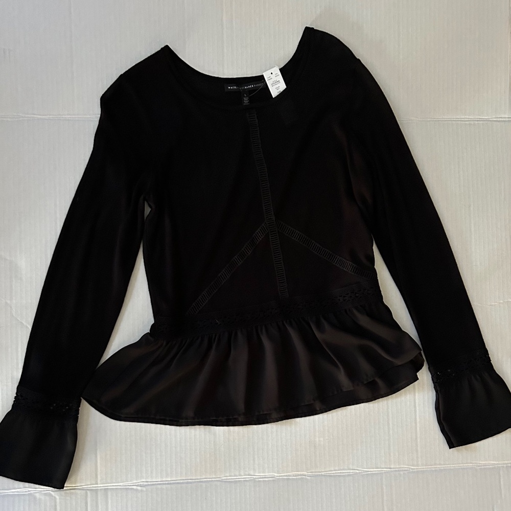 Black WHBM Sweater with Satin Detail - Large, NWT